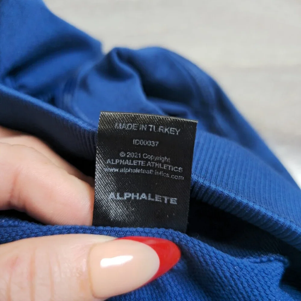 Alphalete Seamless Leggings Womens Large Blue High Waist Stretch Athletic - Picture 5 of 5